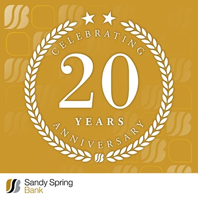 Celebrating 20 Years Anniversary 40 West Frederick Branch Sandy Spring Bank