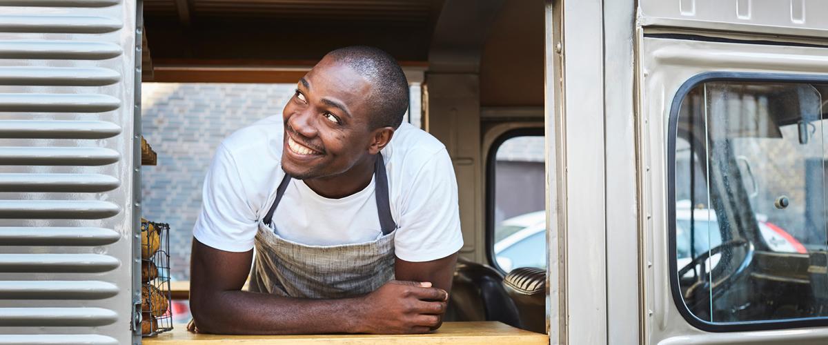 Man in Food Truck. Sandy Spring Insurance Quote