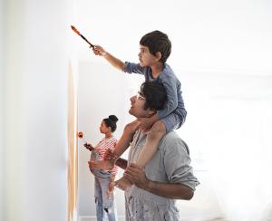 Family painting the house. Sandy Spring Bank.